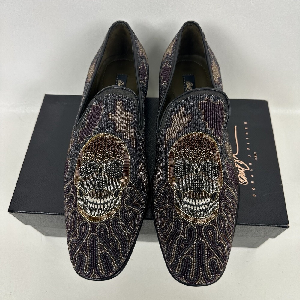 Donald Pliner Pascow Skulls Embellished Loafers Men's Size 10.5M UK - Picture 3 of 16